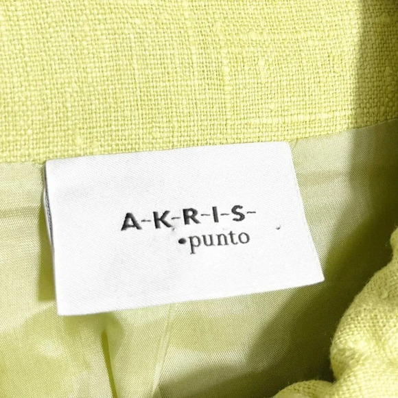 Akris Punto Lime Green 100% Linen Zip Front Blazer Jacket Women's Size 6 - Picture 8 of 9